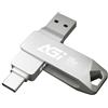 AGI UE138A 128GB Chiavetta USB, con doppi connettori USB Type-C e Type-A reversibili, USB 3.2 Memoria Stick, Archiviazione Dati Pendrive con velocità di trasferimento fino a 120 Mo/s