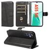 HLVEXH Custodia per Cellulare per Samsung Galaxy A55 5G con Vetro [Pelle PU Premium] [Slot per Schede] [Cavalletto] Custodia Pieghevole con Flip Cover Magnetica Custodia Protettiva per Galaxy A55 - Nero
