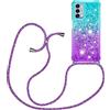 HomiTunky Custodia per Cellulare con Corda per Oppo A54 5G/Oppo A74 5G Case, Liquido Sabbie Mobili Bumper TPU Cover con Collana Practical Stylish/Necklace Cordoncino Cordino Tracolla