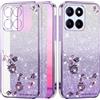 Yarxiawin Custodia per Honor X8b Silicone Morbido Rosa, Effetto Glitter per Honor X8b Cover Trasparente Sottile Fiore Antiurto Case Brillantini (Viola)