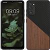 kwmobile Cover Compatibile con Samsung Galaxy S20 FE - Custodia in Fibra di Carbonio e Legno - Bumper Anti Urto - Back Protection marrone scuro/nero