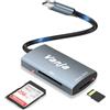 Vanja Lettore Schede SD/Micro SD USB-C 3.0, Doppio Slot per iPhone 15/iPad/Android/MacBook, Adattatore USB-C con Cavo 12cm, Supporto SDXC/SDHC UHS-I - Alluminio