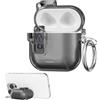 kwmobile Cover per Apple Airpods 4 Trasparente - Custodia per Apple Airpods 4 Trasparente - Cover con Supporto Smartphone - nero