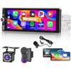 Hikity Autoradio 1 Din Carplay Android Auto Wireless, 6,86 Pollici Touch Screen Radio GPS Schermo Auto Stereo con Bluetooth Mirror Link WIFI FM/RDS/USB/DVR/SWC+Telecamera Posteriore