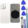 Peixiong 15 Pro Max - Vetro posteriore di ricambio per iPhone 15 Pro Max, con adesivo preinstallato e kit di riparazione (titanio bianco)