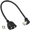 AAOTOKK 90 Grado Cat 6 Cavo Ethernet Piegatura a Destra RJ45 Maschio a Femmina Connettore Rete Ethernet Schermato Vite Cavo Prolunga per Montaggio Pannello per Router,Modem (30 cm/1 Ft Destra)