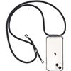 ZYIMOU Cover per iPhone 14, Custodia con Cordino Silicone Trasparente Morbida Cover Cellulare Girocollo Collana Necklace Sottile Protettiva Bumper Antiurto TPU Case, Nero