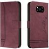 QIWEIQING Compatibili con Xiaomi Poco X3 Pro Custodia Libro Pelle PU e TPU Silicone con Chiusura Magnetica Portafoglio Libretto Bumper Case per Xiaomi Poco X3 NFC Red wine HX