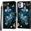 Haninsuze Cover per iPhone 11, Custodia Interno TPU Antiurto Portafoglio con Disegni [schede Fessura] [Supporto Stand] Cover Libro in PU Pelle (farfalla)