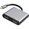YMY Adattatore USB C a doppio HDMI, Hub USB tipo C 4 in 1 con 2 HDMI (4K a 30Hz)/USB 3.0/PD di ricarica, doppio schermo HD Docking Station USB-C per Windows, MacOS
