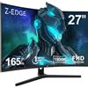 Z Z-Edge Z-Edge Monitor Gaming Curvo 27'' 165 Hz, 1ms, FreeSync, FHD(1920x1080), Schermo PC Cornice Ultra Sottile 16:9, 1500R VA, Inclinazione Regolabile, 2* HDMI2.0 & DP1.4, VESA 100*100mm(Cavo HDMI Incluso)