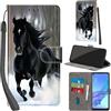 PHINIENLAND Cover per Oppo A53 / A53s / A32 4G custodia portafoglio Cavallo nero | 3 scomparti carte, 1 tasca banconote, Chiusura magnetica, Supporto, Pelle PU flip cover per Oppo A53 / A53s