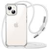 JETech Cover a Tracolla per iPhone 14 Plus 6,7 Pollici con Cinghia Cordino Regolabile, Trasparente Anti Ingiallimento Antiurto Protettiva Cellulare Custodia con Cordoncino il Collo (Galassia)