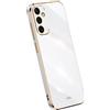 RankOne La Custodia del Telefono è Adatta per Samsung Galaxy M13 (4G) (6.6 Inches), Case per Cellulare in Silicone con Telaio Galvanico - Bianco
