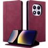 CASAFUNY Custodia per Xiaomi Redmi Note 14 Pro 4G Ultra Cover a Libro Portafoglio in Pelle PU Protettiva Flip Caso Custodia per Xiaomi Redmi Note 14 Pro 4G, Rosa rossa
