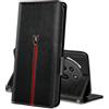 MAMA MOUTH Cover Per Nothing Phone (3a) Pro, Custodia Flip Pelle Portafoglio, Magnetica Libro Slot Schede Cover, Silicone TPU Bumper Wallet con Supporto Antiurto Case Per Nothing Phone (3a) Pro Nero Profondo