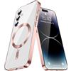 SIYOPINPFY Custodia per Samsung Galaxy S25 FE Cover, Compatibile con Mag-Safe, Custodia con Protezione Fotocamera, Trasparente Anti Ingiallimento Antiurto Cover per Galaxy S25 FE CX Oro rosa