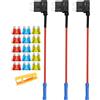 Aiqeer 3 Pezzi 12V / 24V Medio Add-a-Circuit Portafusibili, Adattatore Fusibili Auto con 16 AWG Cavo, 0 15 Pezzi Fusibili a Lama Standard e Estrattore di Fusibili (Terminale a Crimpare)