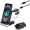 Kryolithm Caricatore Wireless Pieghevole per Samsung 3 in 1, Stazione di Ricarica per Galaxy S25/S24/S23/S22, Watch 7/6/5/4/3, Buds,Supporto Orologio, 15W, nero