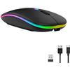 INDOTEAM Mouse wireless Bluetooth USB, sottile, con LED che cambia colore, ricaricabile, mouse wireless per giochi, PC, laptop, computer Mac, Silent Click ricaricabile, mouse USB blu