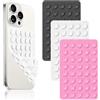 Vilbocr 3 custodie a ventosa double-face, 80 ventose, in silicone antiscivolo, supporto per telefono per selfie e video (nero, bianco, rosa)