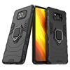 MaiJin Compatibile con Xiaomi Mi Poco X3, Mi Poco X3 NFC Cover, Custodia Armor Anello Cavalletto (Funziona con il Supporto Magnetico per Auto) Case Paraurti (Nero)