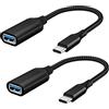 Eono Adattatore da USB C a USB, 2 Pezzi Adattatore USB Type C, Adattatore OTG Conversione da Thunderbolt 3 a USB Femmina Compatibile con MacBook Pro/Air, iPad Pro, Galaxy, Nero