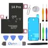 OnlyTech - Batteria di ricambio Premium per iPhone 14 Pro - 3200 mAh, qualità identica - Kit 12 Strumenti Professionali e adesivo schermo Incluso