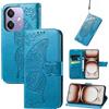JIUNINE Cover per OPPO A40 4G / OPPO A40M / OPPO A60 5G, Custodia Interno TPU Antiurto Portafoglio con Disegni di Farfalla [Carta Fessura] [Supporto Stand] Cover Libro in PU Pelle, Blu