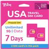 TSIM Carta SIM Prepagata USA Viaggio - Confezione da 2 | 7 Giorni | Dati 5G Illimitati, Chiamate & SMS Locali | SIM Aggiornata 5G (Hawaii inclusa)