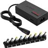 Retoo Caricabatterie universale per tutti i laptop, alimentatore 15V, alimentatore universale per notebook 96W, caricabatterie multitensione con 8 prese CC per router, altoparlanti, DVD, monitor,
