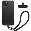 kwmobile Cover Trasparente Compatibile con Apple iPhone 14 Custodia - con Cordino da Polso Staccabile Lungo 15 cm - con 2 Toppe di Fissaggio - Montaggio Facile