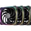 Geometric Future Squama GEO-S2503B-14T) - Ventola RGB PWM, 140 mm, confezione da 3, prestazioni e bilanciamento silenzioso, doppio anello di illuminazione, 5 V 3 pin indirizzabile RGB - PWM a 4 pin