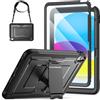 SEYMAC stock Custodia per iPad (A16) 11a/10a Generazione 11/10,9 (2025/2022), Custodia Resistente con Pellicola Protettiva, Supporto Pieghevole e Tracolla, Nero