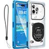 Ezanmull Custodia impermeabile 6,9 pollici, IPX8, custodia subacquea, per nuoto e snorkeling, universale, compatibile con iPhone 16/15/14/13/12 Pro Max, Samsung S25/S24/S23 Ultra, Xiaomi, Google (blu)