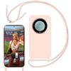 Yojiong Cover con Cordino per Honor X9a / Magic 5 Lite 5G (6.67), Custodia con Laccio Collana smartphone Liquido Silicone [Antiurto] [An tiGraffio] [Antiscivolo] Case, Rosa
