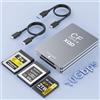ROCKETEK 3 in 1 Lettore di schede CFexpress tipo B y XQD y SD con USB 3.2(Gen2)10 Gbit/s,lettore di schede di memoria CFe tipo B & XQD Card Reader Adattatore per Windows/Mac/Linux/Android con Cavo USB-C/US B-A