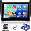 NHOPEEW 4+128G Autoradio per VW Polo 6R 2009-2017 con Wireless Carplay e Android Auto - Schermo incell da 9 pollici Supporto WiFi GPS Comandi al volante + Telecamera di retromarcia, Canbus