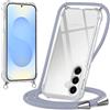 Oelrstfe Cover con Cordino per Samsung Galaxy S26, Trasparente Silicone Custodia con Regolabile Collana Laccio Tracolla, Antigraffio Proteggere Case Corda per Samsung S26, Grigio