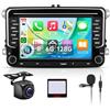 Hodozzy 【8 Core 6+128G】Hodozzy Carplay Autoradio per VW Passat Golf Seat Altea Skoda Octavia con USB/USB-C, 9 Pollice Touchscreen Android Autoradio con Android Auto/WiFi/GPS/RDS/FM/Bluetooth/DSP
