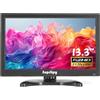 Suprlipy 13,3 pollici FHD piccolo monitor IPS schermo LCD 1920x1080 60Hz 16:9 con BNC VGA AV ingresso altoparlanti incorporati per CCTV telecamera di sicurezza DVR PC RasPi