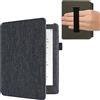 kwmobile Flip-Cover Compatibile con Kobo Aura H2O Edition 2 - Full-case Anti-graffio con Porta-carte Fascia Prensile - Tessuto grigio scuro