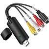 GLER - Convertitore da VHS a digitale, adattatore video USB 2.0 con acquisizione audio, supporto NTSC, PAL, SECAM, scheda di acquisizione audio/video per Windows 2000, XP e Vista