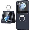 ANFAIRLACE Cover Compatibile con Samsung Galaxy Z Flip 5, Custodia con Schermo Esterno Vetro temperato e Anello Anti Giallo PC Case, Blu