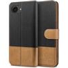 BEZ Cover per iPhone 16e, Custodia per Portafoglio iPhone 17e Protettiva in Tela e PU Pelle Portafoglio Flip Cover con Chiusura Magnetica, Nero