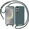 AOMYKE Cover per Samsung Galaxy S24 Plus con Cordino, Custodia con Laccio Collana Tracolla Collo Liquido Silicone Antiurto TPU Antiurto AntiGraffio Case - Verde