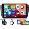 Hodozzy [6G+128G] 8-Core Autoradio per Seat Ibiza 2009-2013 Android Autoradio Bluetooth GPS, Hodozzy 2 Din 9 Pollici Touchscreen Stereo con CarPlay Android Auto Wireless, WiFi DSP, Radio FM RDS Telecamera
