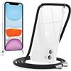 Yoedge Cover per iPhone 11 con Cordino 6,1, Trasparente Custodia con Collana Tracolla Laccio Collo Corda, Sottile Protettiva Bumper Antiurto Anti-giallo Silicone Case, Nero