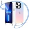 Xylota Cover con Cordino per iPhone 13 Pro Max 6.7 Pollici, Custodia con Collana Tracolla Laccio Laser Gradiente Case, Anticaduta Silicone Bumper Anti-Graffio Custodie per iPhone 13 Pro Max, Blu