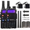 Retevis RT5R Walkie Talkie, Ricetrasmittenti Professionali UV Doppia Banda, VOX FM a 128 Canali Lungo Raggio Radio Bidirezionale Portatile per Campeggio, Caccia (Nero, 2Pezzi)